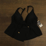 Bar III Womens Tunnel Fly Away Tankini Swim Bikini Top MBRS25441 Black S