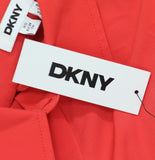 DKNY Womens Button-Front Collared Fitted Blouse Watermelon Sugar Red Orange XS