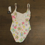 California Waves Scrunch One Piece Swimsuit Plumeria Postage White Multi M
