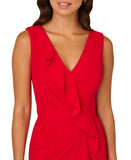 Adrianna Papell Surplice Sleeveless Knit Crepe Ruffle Jumpsuit Super Red 2
