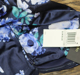 City Studios Womens Printed Off-The-Shoulder Dress Gown 5126AH9AT3 Navy Blue 12