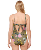 Salt + Cove Juniors Floral-Print One-Piece Swimsuit 806995 Sage Green XL