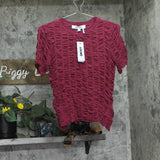 DKNY Womens Lightweight Superfine Texture Top P52SAW83 Beet Red XS