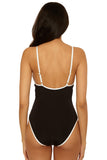 Trina Turk Womens Triumph Micro Braided One-Piece Swimsuit Black / White 6