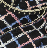 Aqua Chainlink Print Tweed Blazer Jacket IJM31046 Black Multi S