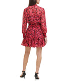 Tommy Hilfiger Womens Floral-Print Chiffon Fit & Flare Dress Red Black Floral 14
