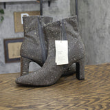 A New Day Womens Gloria Low Shaft Heeled Rhinestones Boots Silver Gray 8M