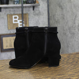 Bella Vita Womens Genuine Suede Leather Diaz Block Heel Bootie DIAZ Black 8.5M