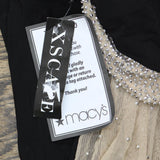 Xscape Women's Caviar Bead Sleeves Long Sleeve Gown Dress 409X Black / Nude 10