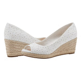 Bandolino Womens Nuri Slip On Peep Toe Wedge Heels BNNURI7 White 11M