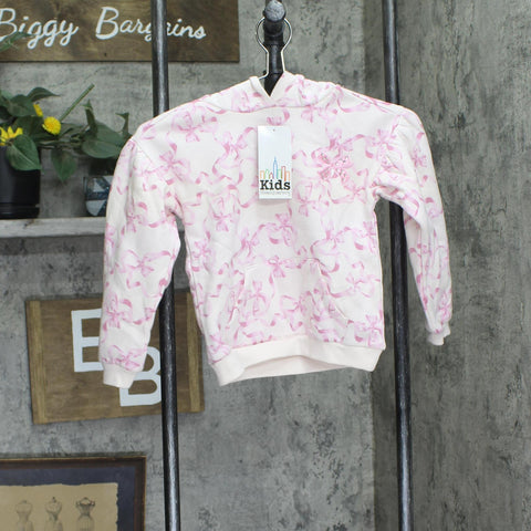 Kids Headquarters Girls Rhinestone Embroidered Ribbon Fleece Hoodie Pink 6