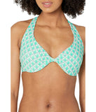 Coco Reef Twist Front Halter Bikini Swim Top Ivory White / Blue Multi 32 - 34D