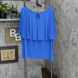 Global Chic By Iman Global Chic Cape-Sleeve Top with Keyhole Back Blue 2X