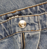 Future Collective Womens Mid-Rise Studded Barrel Leg Jeans Blue Denim 18