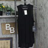 Almost Famous Juniors Knit Sleeveless Utility Tunic Top Black M