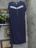 Croft & Barrow Trim Polka Dot Nightgown Knit Short Sleeve Navy Blue / White 1X