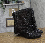 A New Day Womens Abba Sequin Foldover Tall Boots 91636693 Black 6.5M