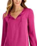 Kasper Womens Woven Tie-Neck Blouse 10811936