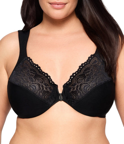 Glamorise Womens WonderWire Front-Closure Underwire Bra 1245 1245 Black 40B