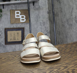 Dr. Scholl's Womens Island Glow Strappy Flat Sandal I4205S2 Light Gold 8M