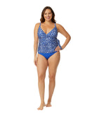 Anne Cole Womens Wrap Tie Tankini Top Swim Bikini 25MT26712 Denim Dot Blue XL