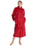 Charter Club Womens Long Plush Zip-Front Robe 100190770MS Fire Brick L