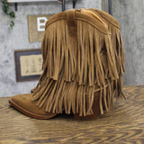 Universal Thread Womens Austin Fringe Western Ankle Boots 94463099 Tan Brown 8M