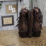 Universal Thread Fringe Western Boots Faux Suede Mid Calf Chocolate Brown 7M
