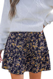 Cupshe Womens Cover Up Waist Tie Mini Skirt Blue Ditsy M