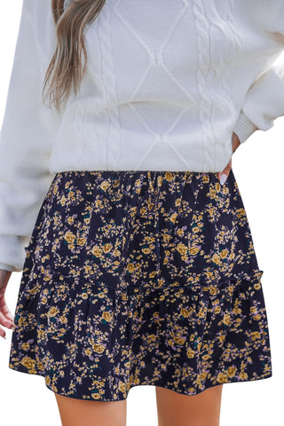 Cupshe Womens Cover Up Waist Tie Mini Skirt Blue Ditsy M