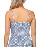 Island Escape Womens Paradise Underwire Tankini Swim Top Navy Blue Multi 16