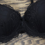 ZUZIFY Womens Lace Push Up Bra Black 36B