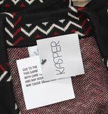 Kasper Womens Edge Notched Collar Faux Button Open Front Coatigan Black Multi XL