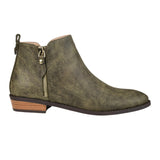 Journee Collection Womens Faux Leather Side Zip Ellis Booties Olive Green 9M