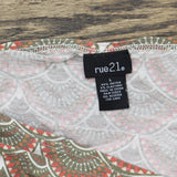rue21 Womens Patterned Knit Stretch Tunic Shirt Top Brown Red Multi L