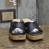 Sun + Stone Womens Giigi Crisscross Wedge Sandals 10014732800 Black 9M