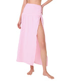 Kate Spade Long Cover Up Skirt Open Side Ruched Begonia Bloom Pink Multi S