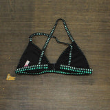Victoria's Secret Womens Cross Back Textured Bikini Swim Top Black / Green L