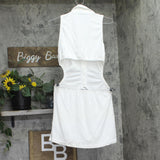 NIA Womens Courtside Cut-Out Dress Mini Button ND843 White M