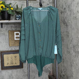 Draper James Rsvp Plus Size Three Quarter Sleeve Bodysuit Green White Dot 2X