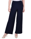 Ny Collection Womens Petite Mid Rise Pull On Wide-Leg Palazzo Pants Navy Blue SP