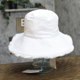 Physician Endorsed Womens Castaway Canvas Bucket Sun Hat Fringe 23PE00A21 White