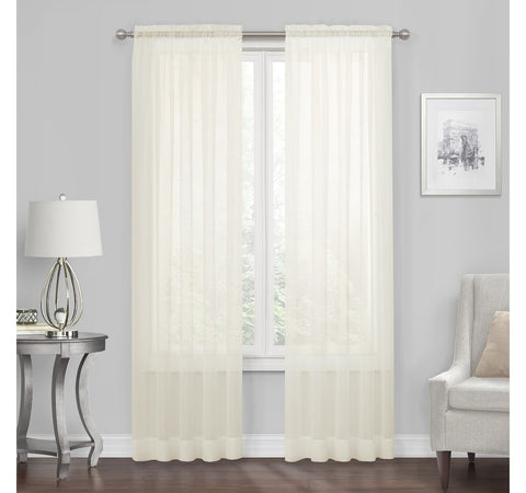 Regal Home Voile Rod Pocket Sheer Single Curtain Panel Ivory Off White 54x84