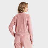 Universal Thread Womens Leisure Studio Velour Pullover Sweatshirt Mauve Pink M