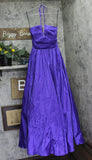 B. Darlin Halter-Tie Taffeta Gown with Ruched Bodice 932X423 Purple 7/8