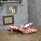 Wild Fable Womens Lysandra Gingham Eyelet Kitten Heels 92611148 Red / White 6.5M
