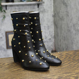 I.n.c. International Concepts Faux Leather Dress Ankle Boots Black / Gold 5.5M