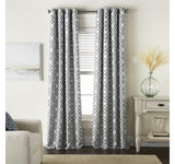 Max Blackout Campbell Geo Jacquard Grommet Single Curtain Panel Navy Blue 50x95