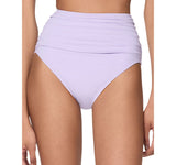 Kate Spade Womens Swim High Waist Shirred Bikini Bottom Frosted Violet Purple M