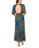 1. State Womens V-Neck Open-Back Midi Dress DS93507133T Teal Blue M